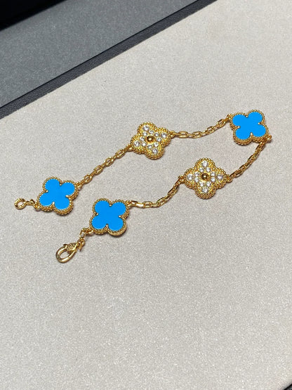 [Super Jewellery] CLOVER 5 MOTIF BLUE AGATE BRACELET COLLECTION