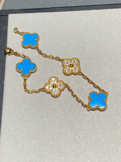 [Super Jewellery] CLOVER 5 MOTIF BLUE AGATE BRACELET COLLECTION