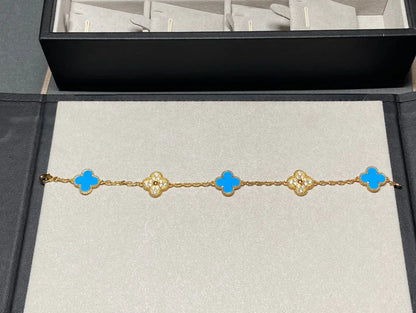 [Super Jewellery] CLOVER 5 MOTIF BLUE AGATE BRACELET COLLECTION