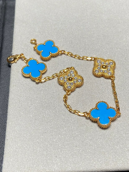 [Super Jewellery] CLOVER 5 MOTIF BLUE AGATE BRACELET COLLECTION