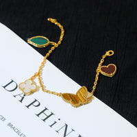 [Super Jewellery]LUCKY SPRING 5 MOTIF GOLD BRACELET