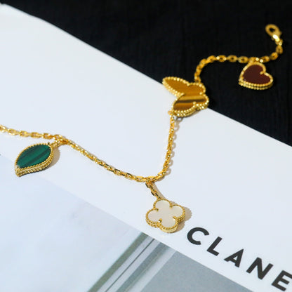 [Super Jewellery]LUCKY SPRING 5 MOTIF GOLD BRACELET