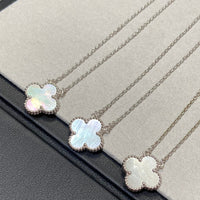 [Super Jewellery]CLOVER MEDIUM SILVER WHITE MOP NECKLACE