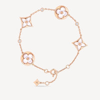 [Super Jewellery]STAR AND SUN 4 MOTIF WHITE MOP PINK GOLD BRACELET