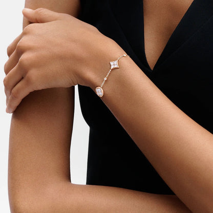 [Super Jewellery]STAR AND SUN 4 MOTIF WHITE MOP PINK GOLD BRACELET