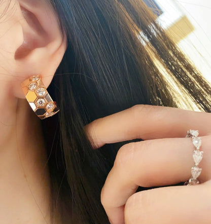 [Super Jewellery]BEE LOVE DIAMOND HOOP EARRINGS