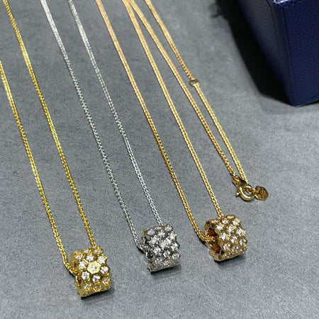 [Super Jewellery]BEE LOVE DIAMOND PAVED 3 ROW NECKLACE