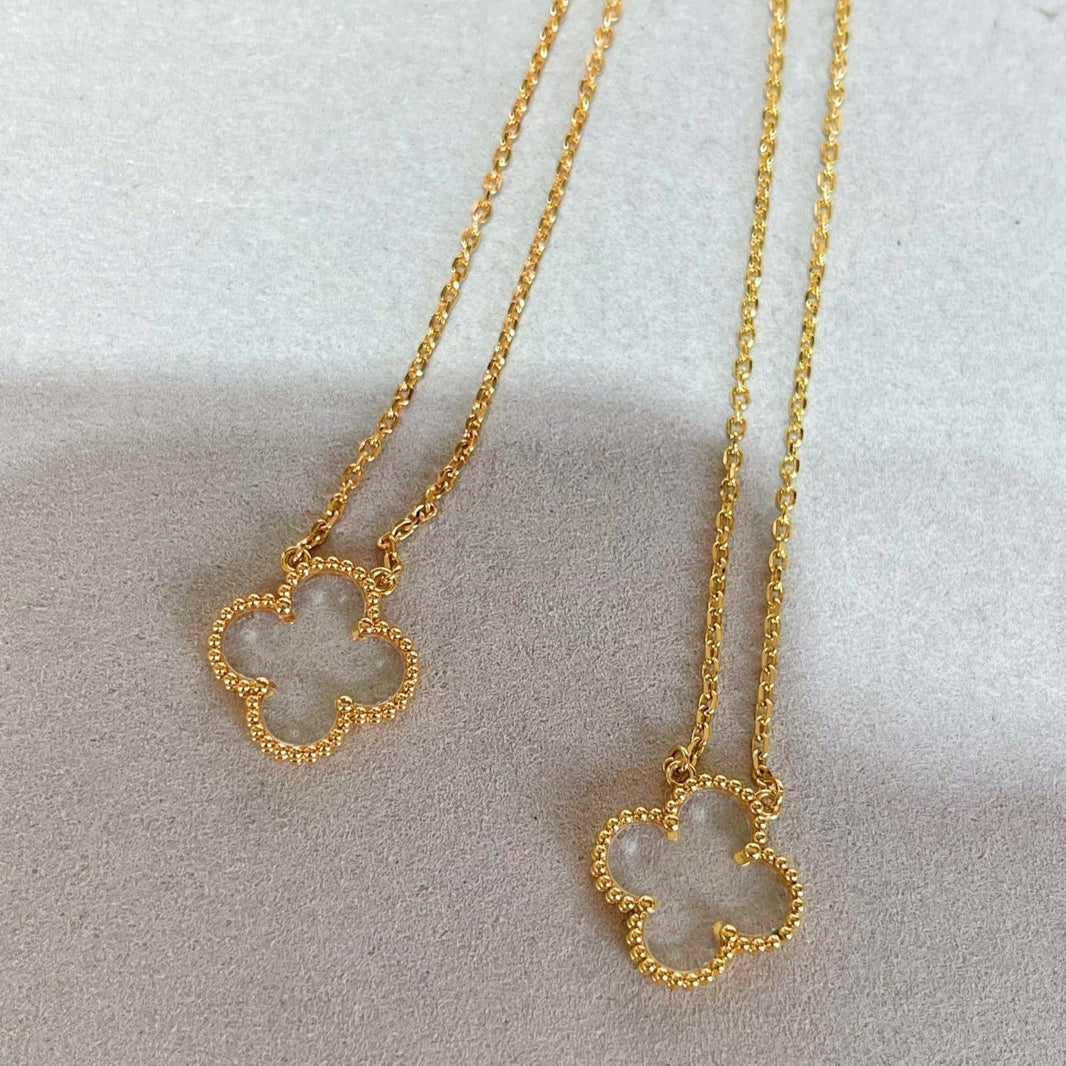 [Super Jewellery]CLOVER ROCK CRYSTAL ROSE GOLD NECKLACE