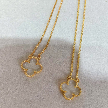 [Super Jewellery]CLOVER ROCK CRYSTAL ROSE GOLD NECKLACE