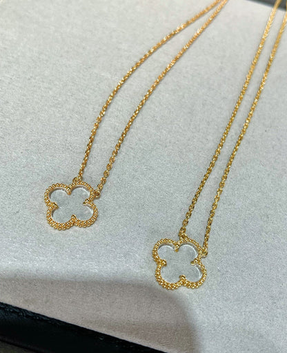 [Super Jewellery]CLOVER ROCK CRYSTAL ROSE GOLD NECKLACE