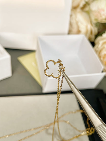 [Super Jewellery]CLOVER ROCK CRYSTAL ROSE GOLD NECKLACE