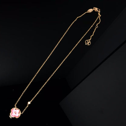 [Super Jewellery]COLOR BLOSSOM PINK MOP SUN GOLD NECKLACE