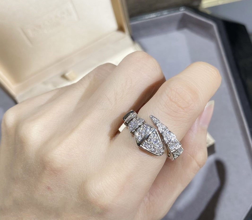 [Super]SERPENTI LARGE RING SILVER DIAMOND PAVED