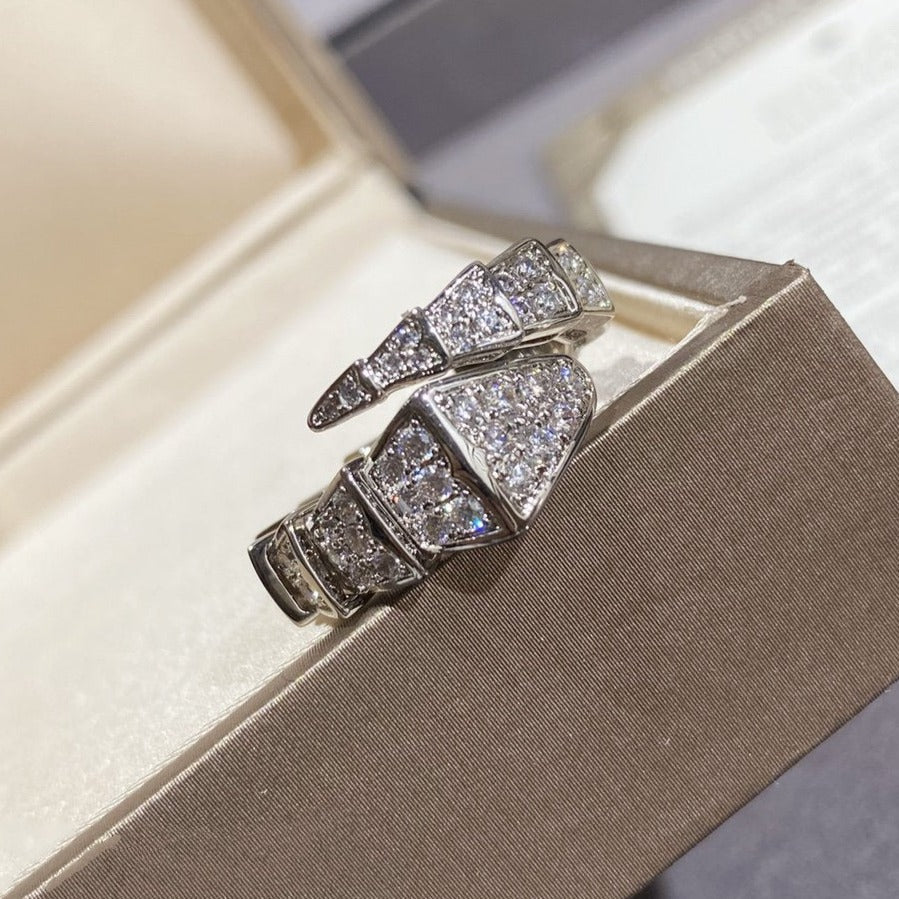 [Super]SERPENTI LARGE RING SILVER DIAMOND PAVED