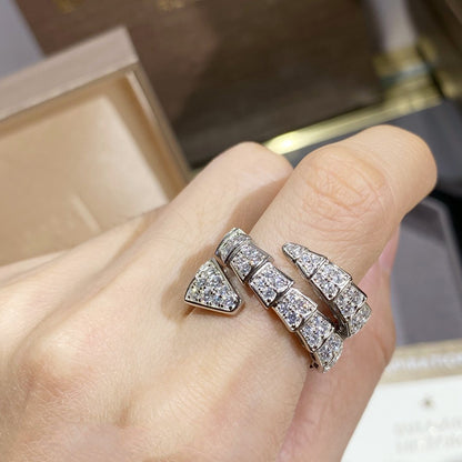 [Super]SERPENTI DOUBLE RING SILVER DIAMOND PAVED