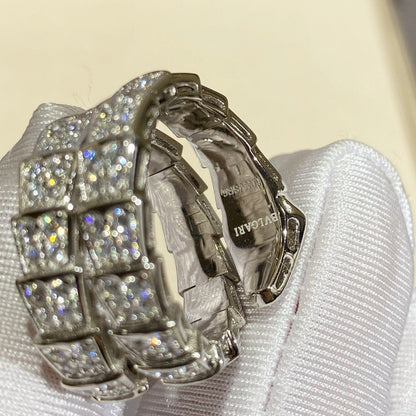 [Super]SERPENTI DOUBLE RING SILVER DIAMOND PAVED