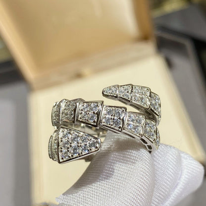[Super]SERPENTI DOUBLE RING SILVER DIAMOND PAVED