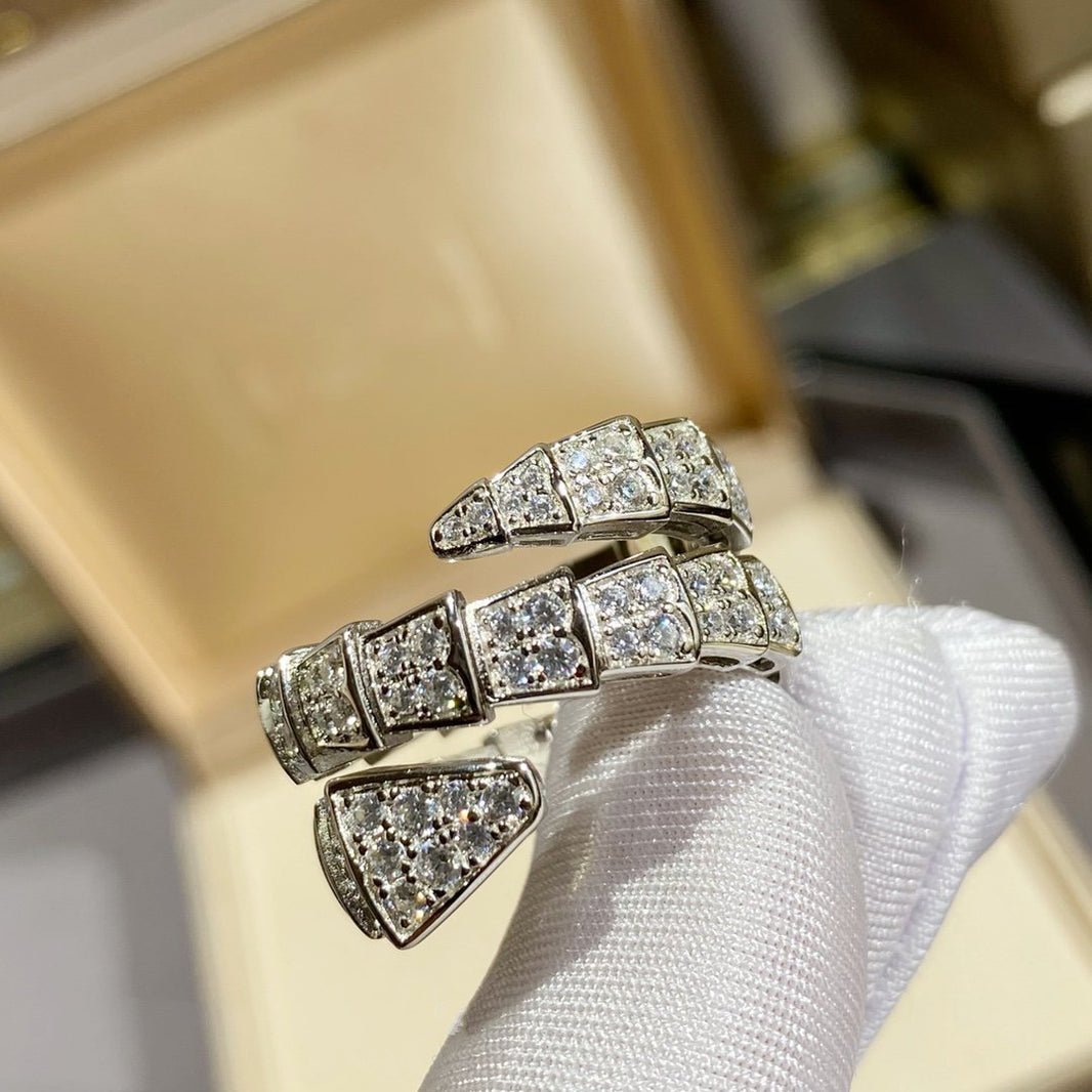 [Super]SERPENTI DOUBLE RING SILVER DIAMOND PAVED