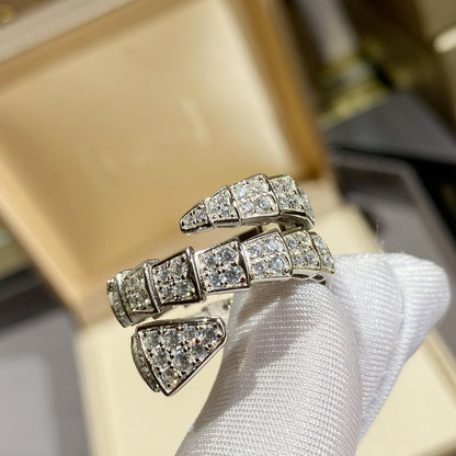 [Super]SERPENTI DOUBLE RING SILVER DIAMOND PAVED