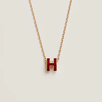 [Super Jewellery]HM CLIC RED ENAMEL GOLD NECKLACE