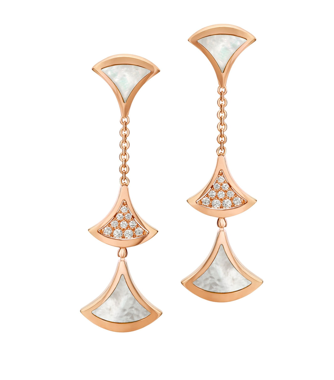 [Super]DREAM EARRINGS 3 MOTIFS DIAMOND MOP PINK GOLD