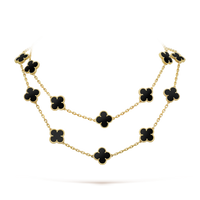 [Super Jewellery]CLOVER 20 MOTIFS ONYX NECKLACE
