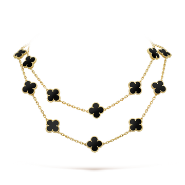 [Super CiCi ]CLOVER 20 MOTIFS ONYX NECKLACE