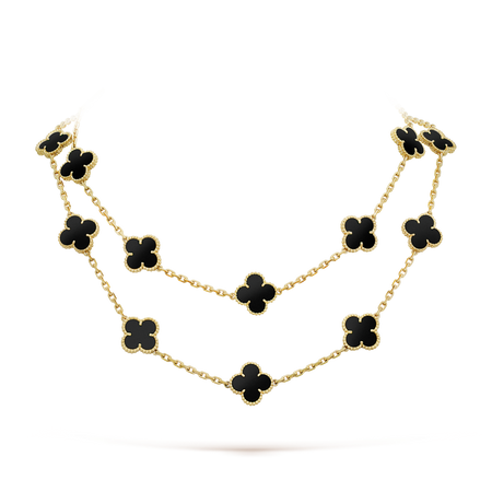 [Super Jewellery]CLOVER 20 MOTIFS ONYX NECKLACE