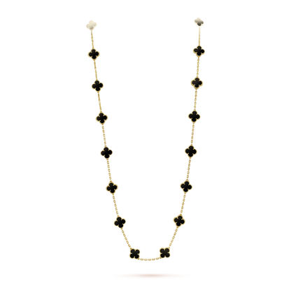 [Super Jewellery]CLOVER 20 MOTIFS ONYX NECKLACE