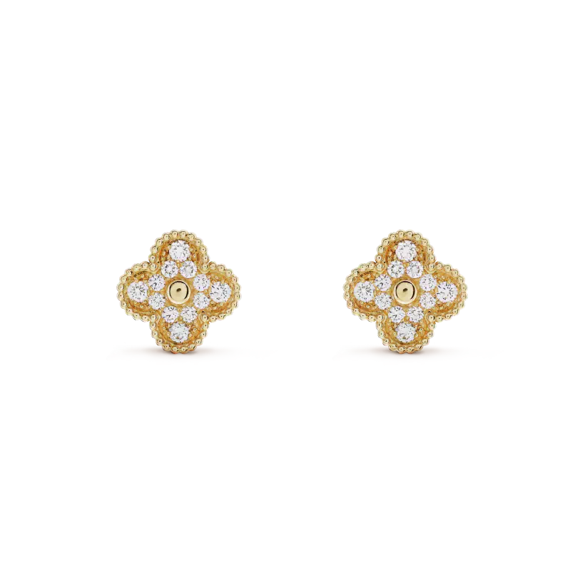 [Super Jewellery]CLOVER MEDIUM 1 MOTIFS FUll DIAMOND EARRINGS