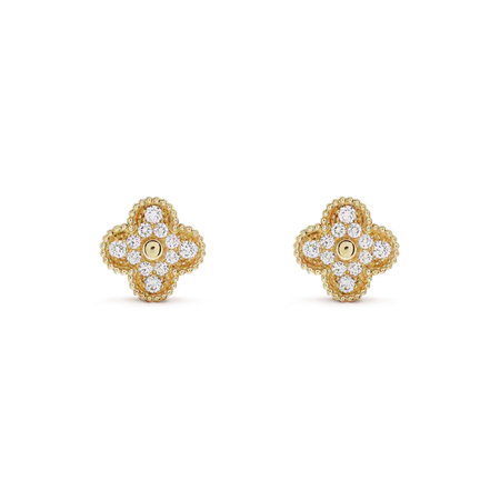 [Super Jewellery]CLOVER MEDIUM 1 MOTIFS FUll DIAMOND EARRINGS