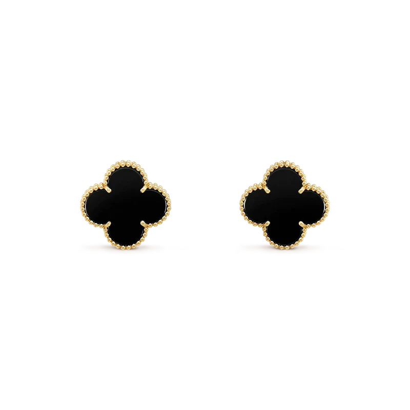 [Super Jewellery]CLOVER MEDIUM 1 MOTIFS  ONYX STUD EARRINGS