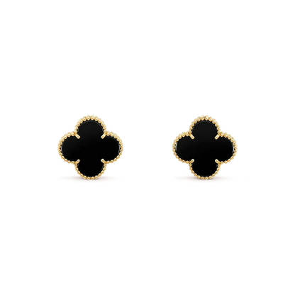 [Super Jewellery]CLOVER MEDIUM 1 MOTIFS  ONYX STUD EARRINGS