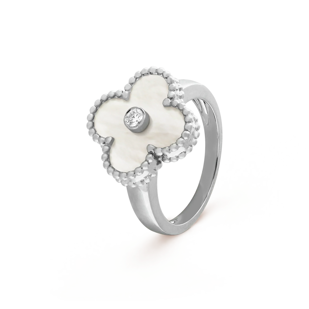 [Super Jewellery]CLOVER SILVER MOP DIAMOND RING