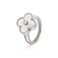 [Super Jewellery]CLOVER SILVER MOP DIAMOND RING