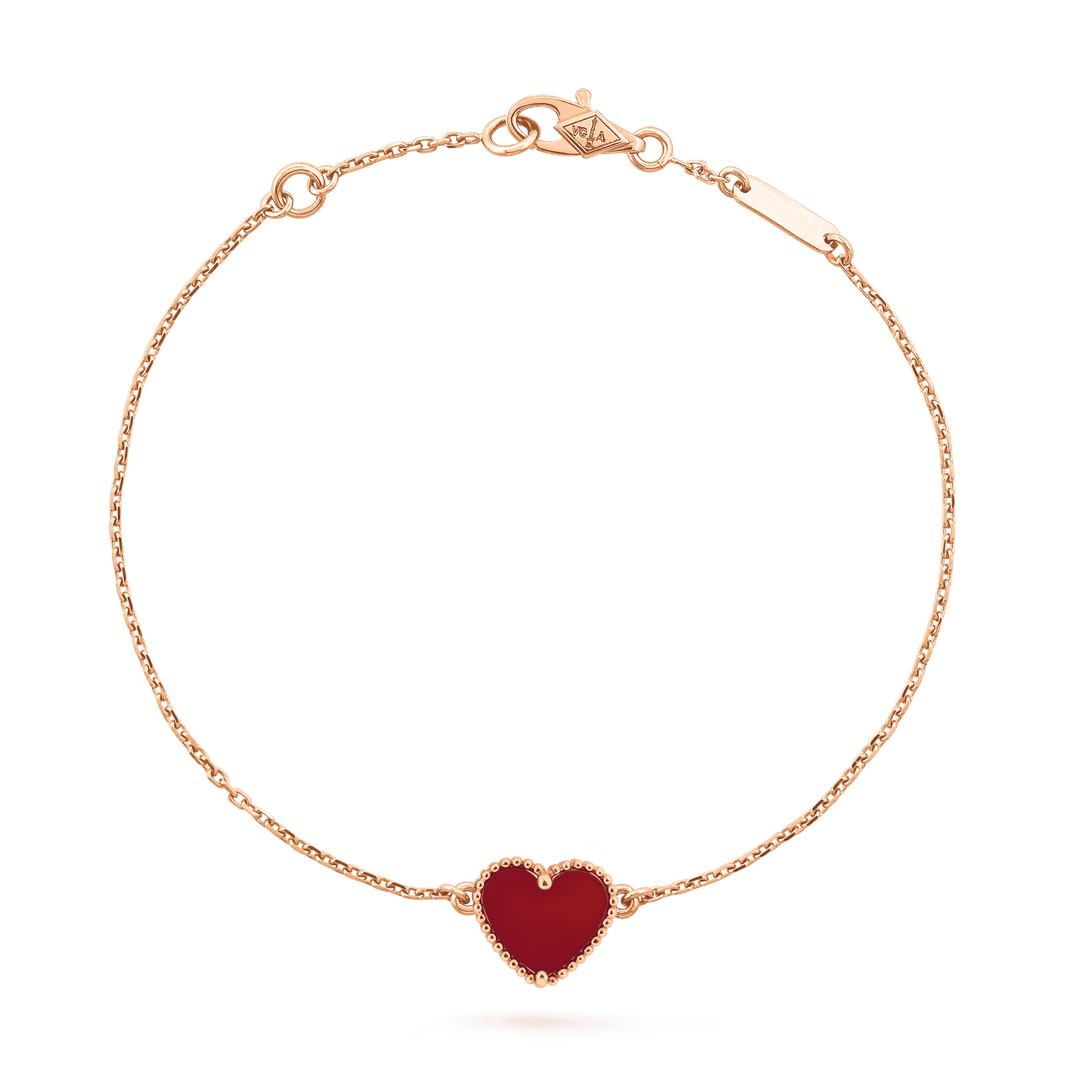 [Super Jewellery]HEART CARNELIAN PINK GOLD BRACELET