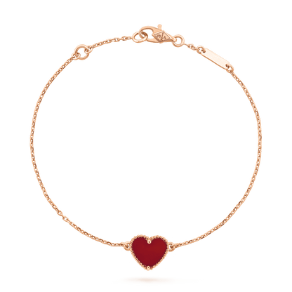 [Super Jewellery]HEART CARNELIAN PINK GOLD BRACELET