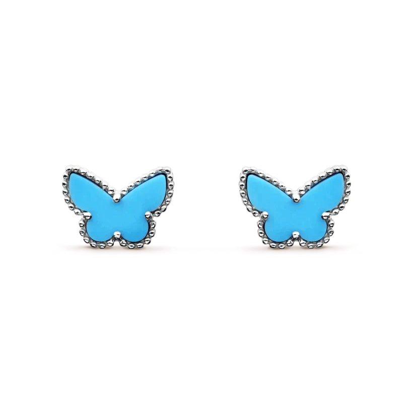 [Super Jewellery]BUTTERFLY TURQUOISE EARRINGS SILVER