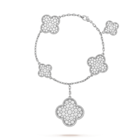 [Super Jewellery]CLOVER 6 MOTIFS SILVER DIAMOND BRACELET