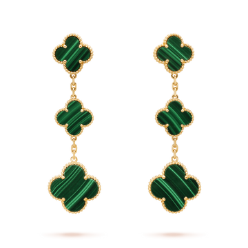 [Super CiCi ]CLOVER MALACHITE 3 MOTIFS GOLD
