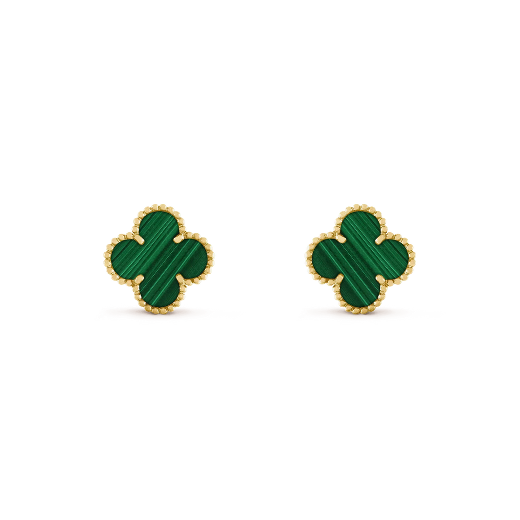 [Super Jewellery]CLOVER MEDIUM 1 MOTIFS MALACHITE  EARRINGS