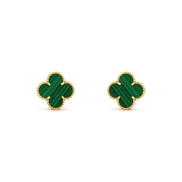 [Super CiCi ]CLOVER MEDIUM 1 MOTIFS MALACHITE  EARRINGS