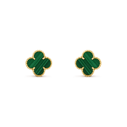 [Super Jewellery]CLOVER MEDIUM 1 MOTIFS MALACHITE  EARRINGS