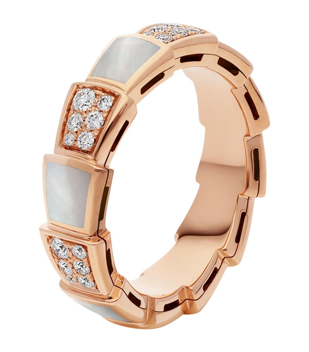 [Super]SERPENTI RING PINK GOLD MOP DIAMOND PAVED 4MM