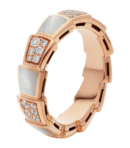 [Super]SERPENTI RING PINK GOLD MOP DIAMOND PAVED 4MM