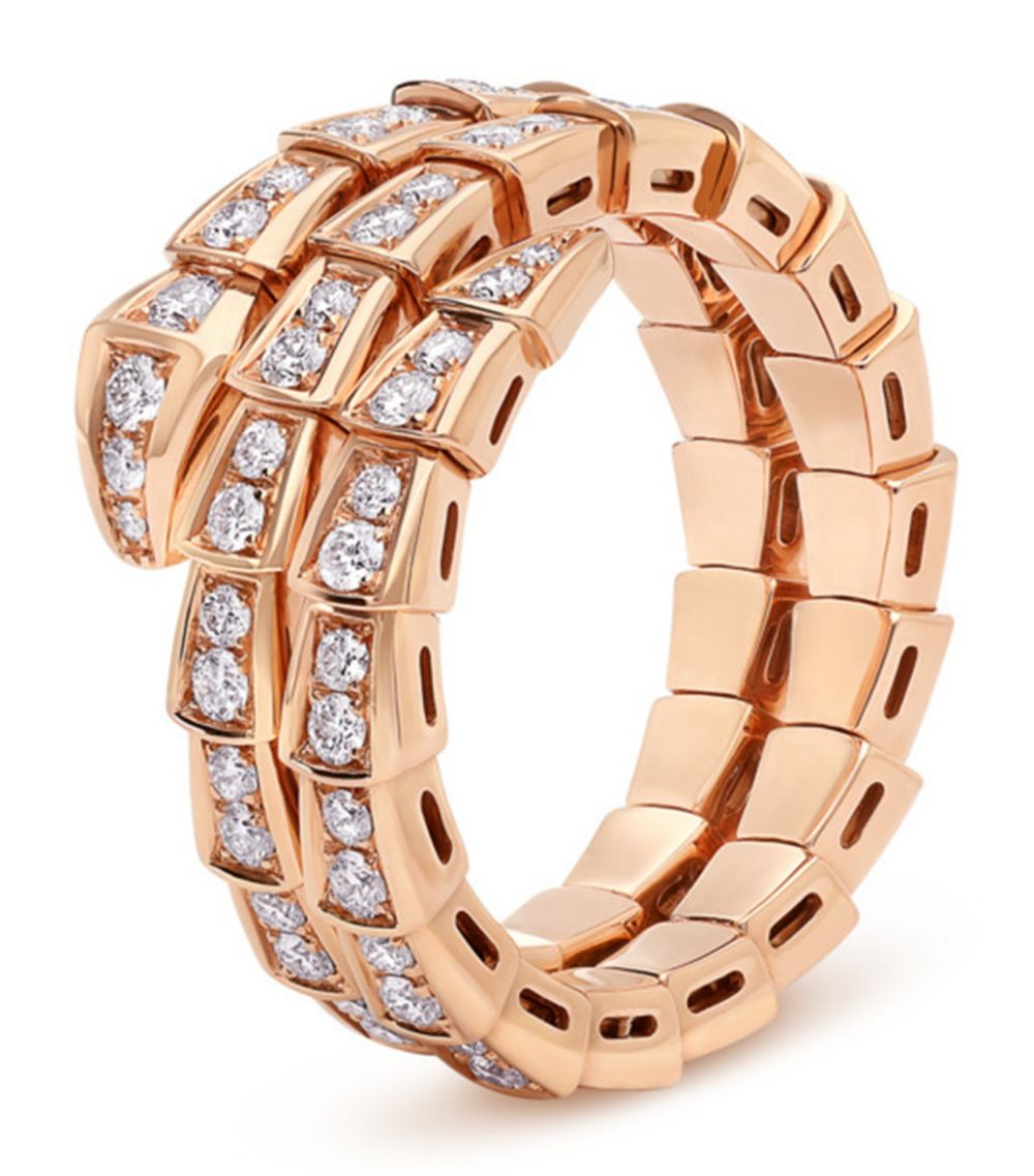 [Super]SERPENTI RING PINK GOLD DIAMOND DOUBLE ROW