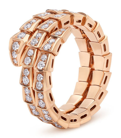 [Super]SERPENTI RING PINK GOLD DIAMOND DOUBLE ROW