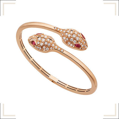 [Super]SERPENTI BRACELET PINK GOLD DIAMOND DOUBLE SNAKE