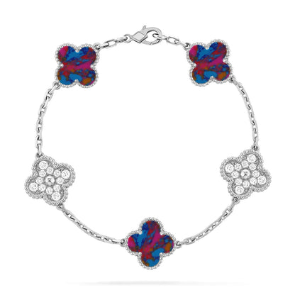 [Super Jewellery]CLOVER 5 MOTIF COLOR GEMSTONES BRACELET COLLECTION