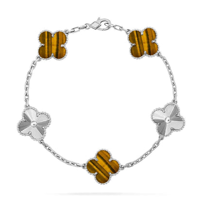 [Super Jewellery] CLOVER 5 MOTIFS TIGER EYE BRACELET COLLECTION